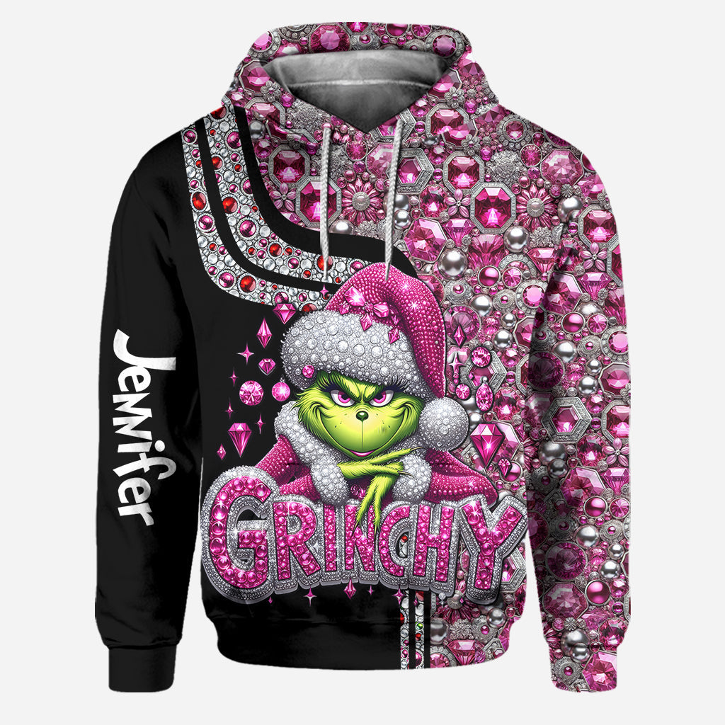 Joyeux Grinchmas ! - Sweat à capuche et legging personnalisés avec étole de Noël