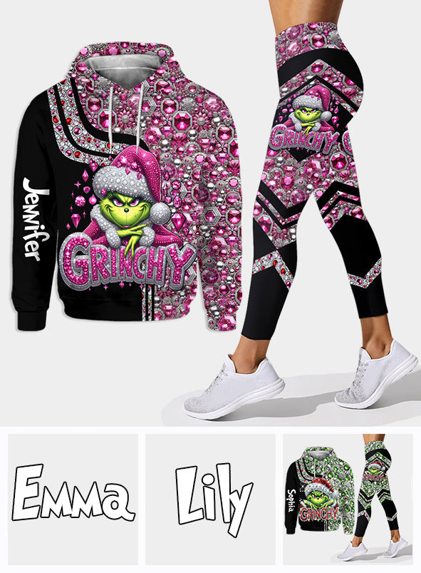 Joyeux Grinchmas ! - Sweat à capuche et legging personnalisés avec étole de Noël