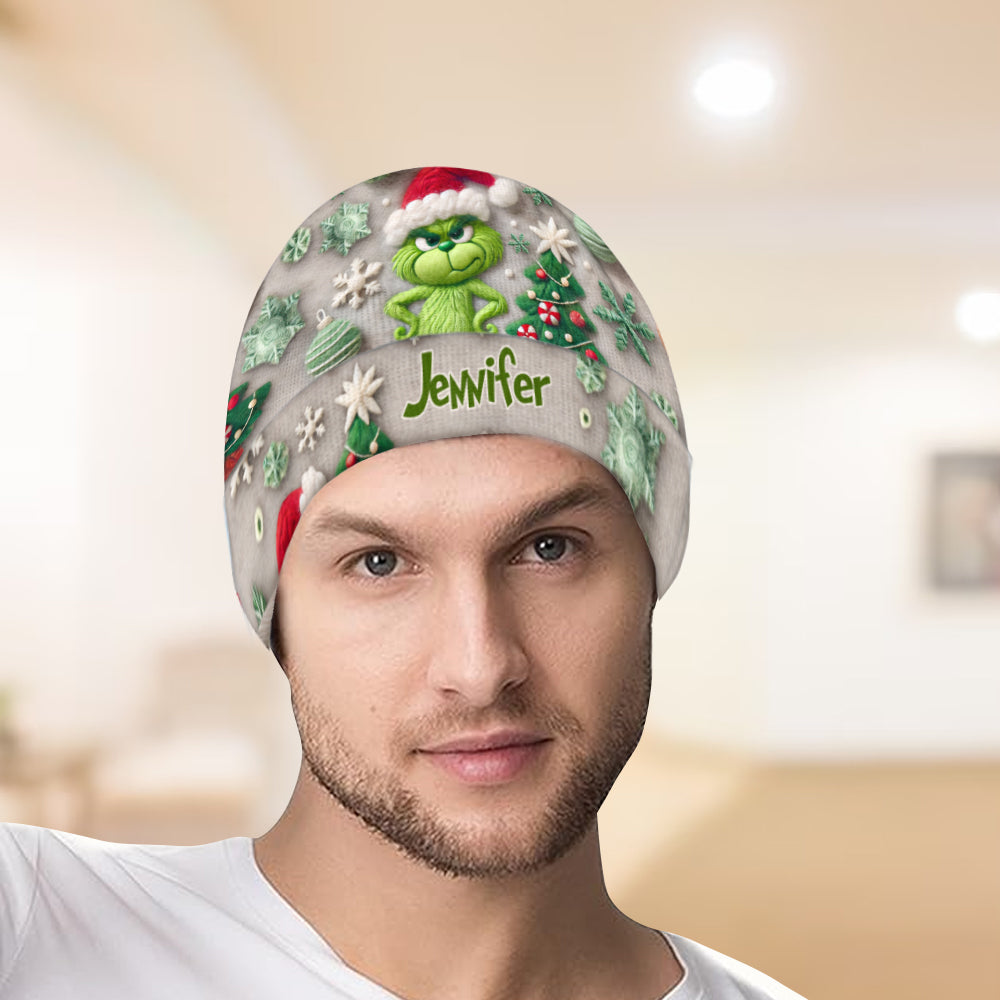 Merry Grinchmas - Personalized Stole Christmas Beanie Hat