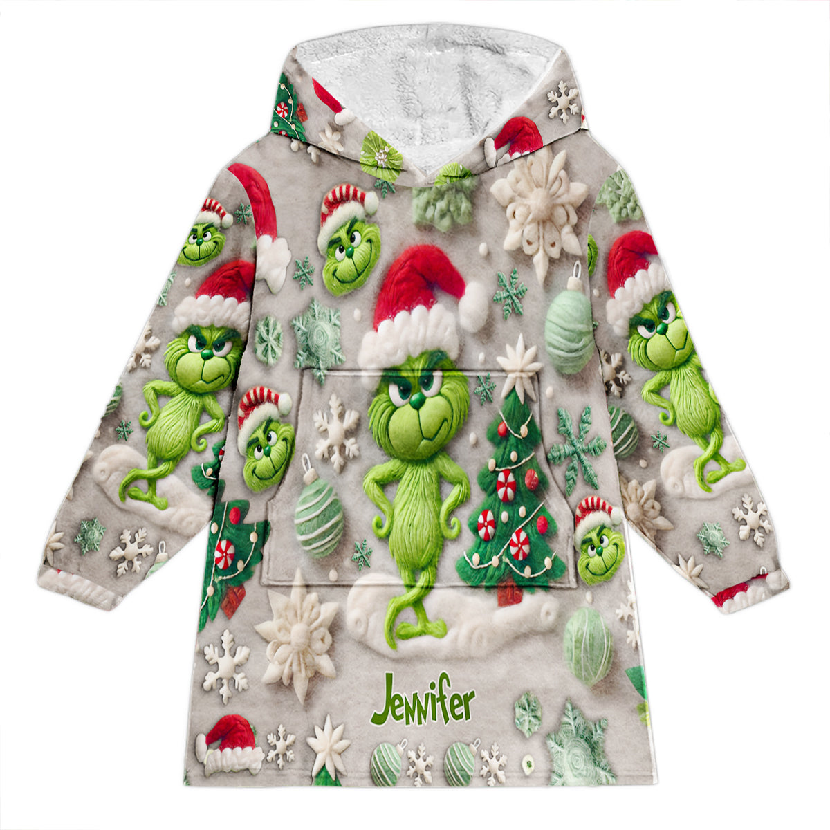 Merry Grinchmas - Personalized Stole Christmas Blanket Hoodie