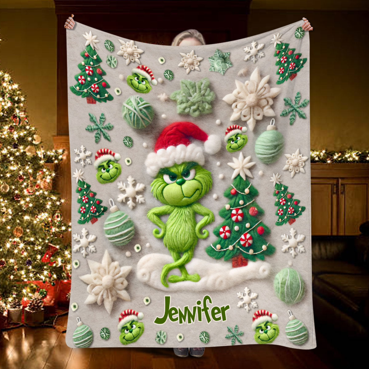 Merry Grinchmas - Personalized Stole Christmas Blanket