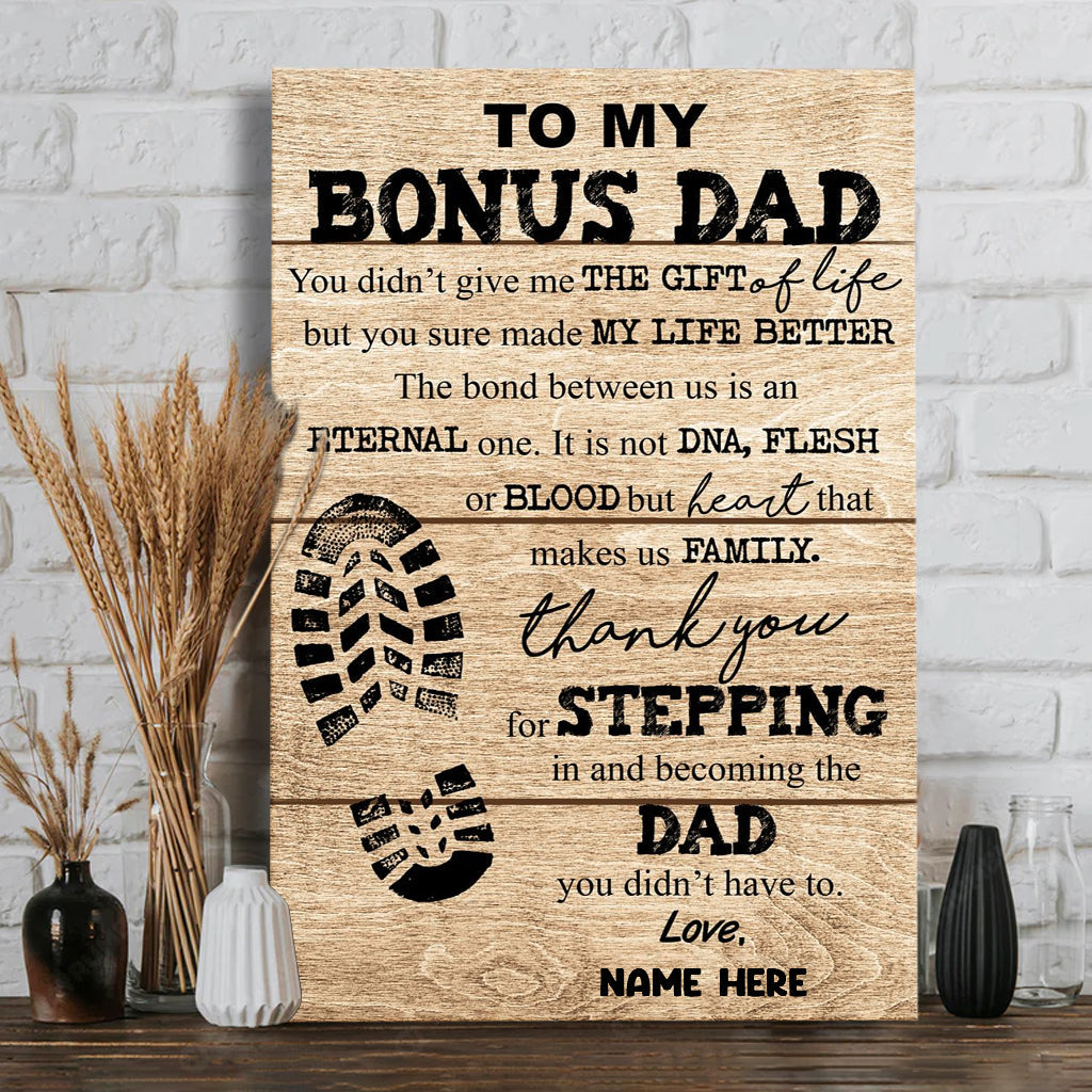 Für meinen Bonus-Papa – Personalisierte Leinwand und Poster für Väter