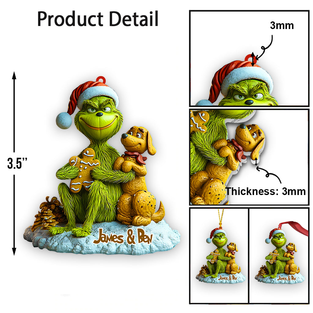 Grünes Monster liebt Hunde – Personalisierte Stola als Weihnachtsschmuck