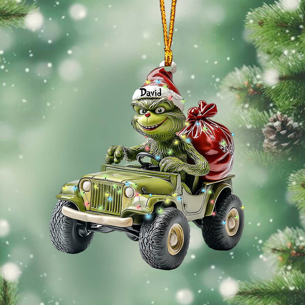 Stole Green Jeep - Personalized Stole Christmas Ornament
