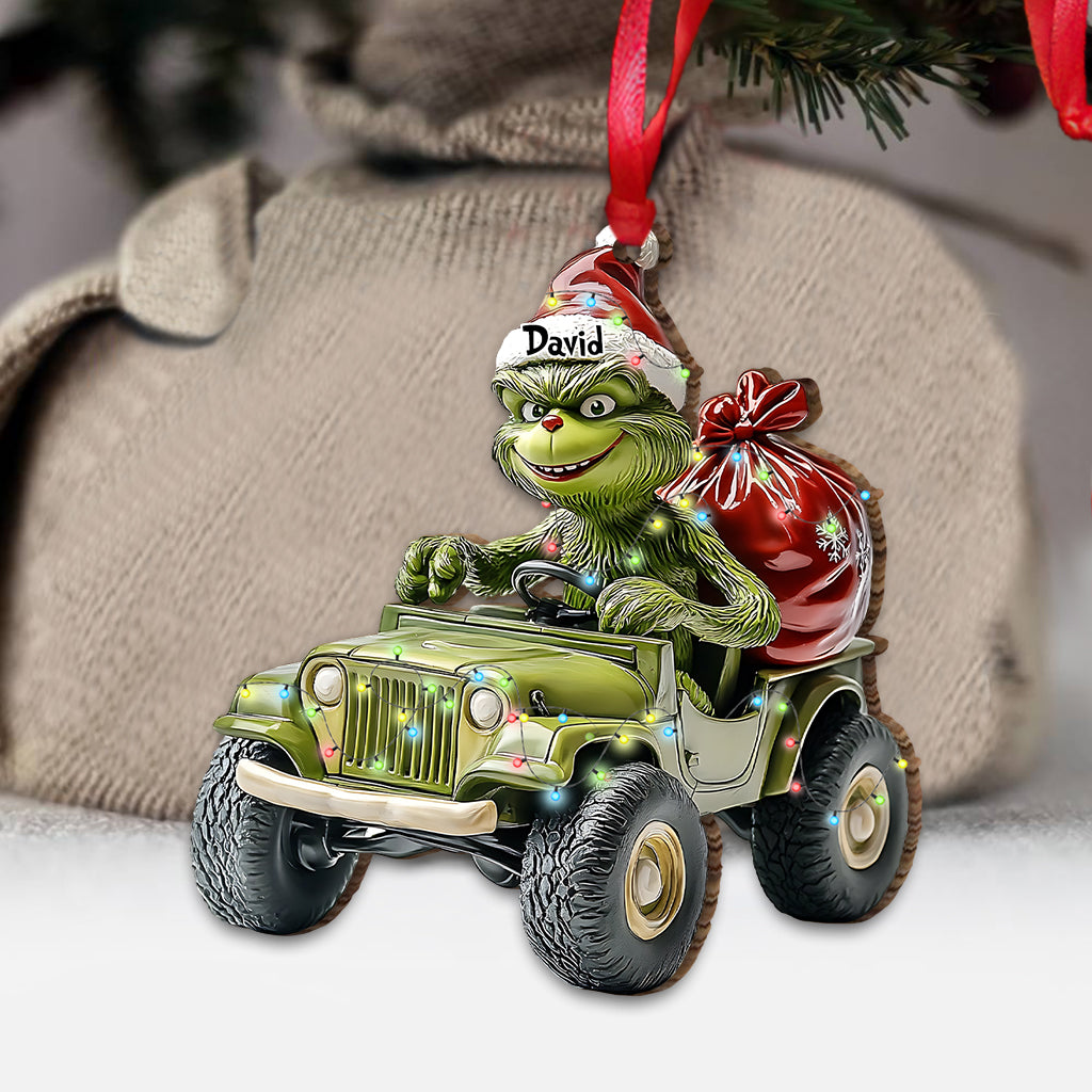 Stole Green Jeep - Personalized Stole Christmas Ornament