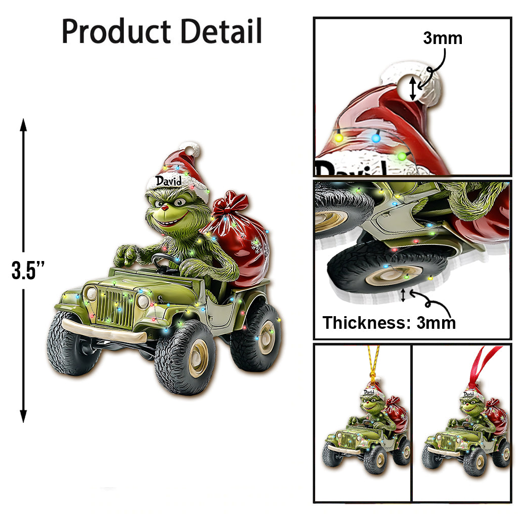 Stole Green Jeep - Personalized Stole Christmas Ornament