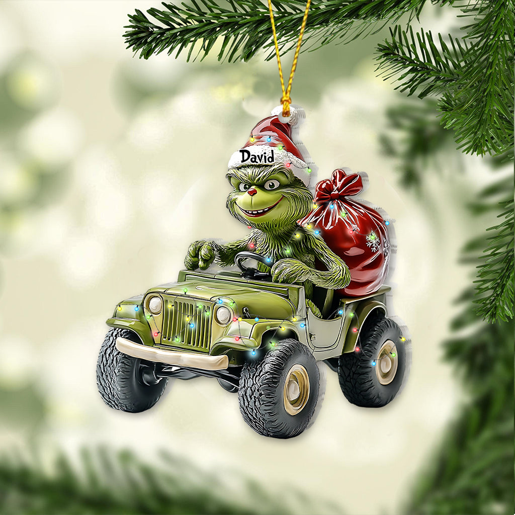 Stole Green Jeep - Personalized Stole Christmas Ornament