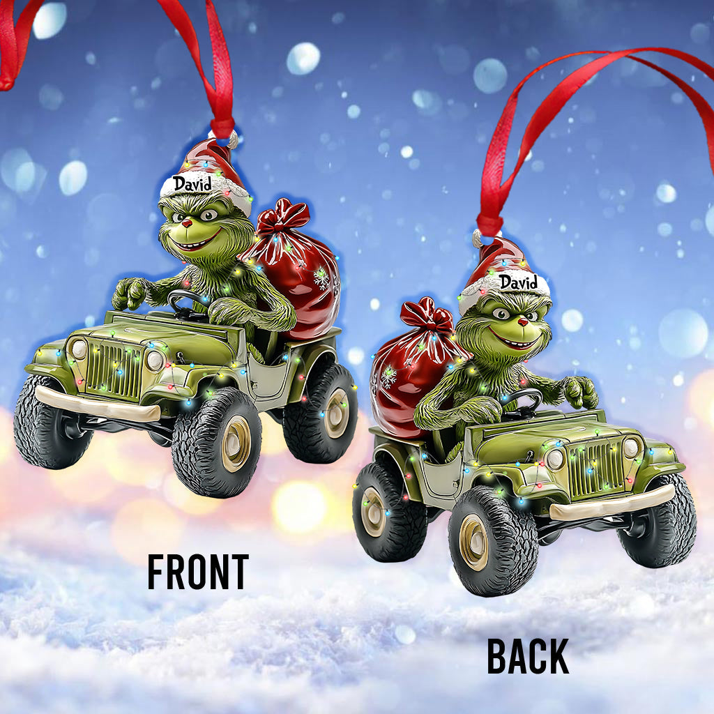 Stole Green Jeep - Personalized Stole Christmas Ornament
