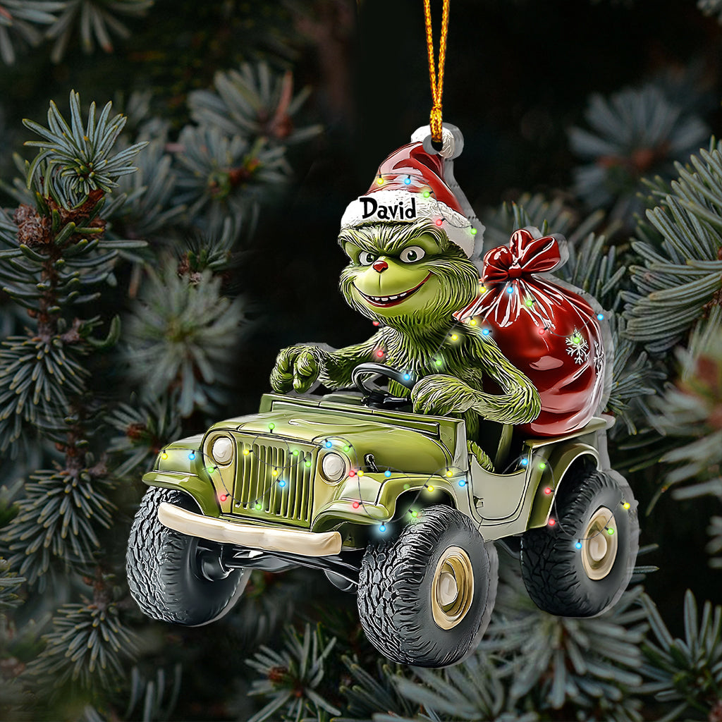Stole Green Jeep - Personalized Stole Christmas Ornament