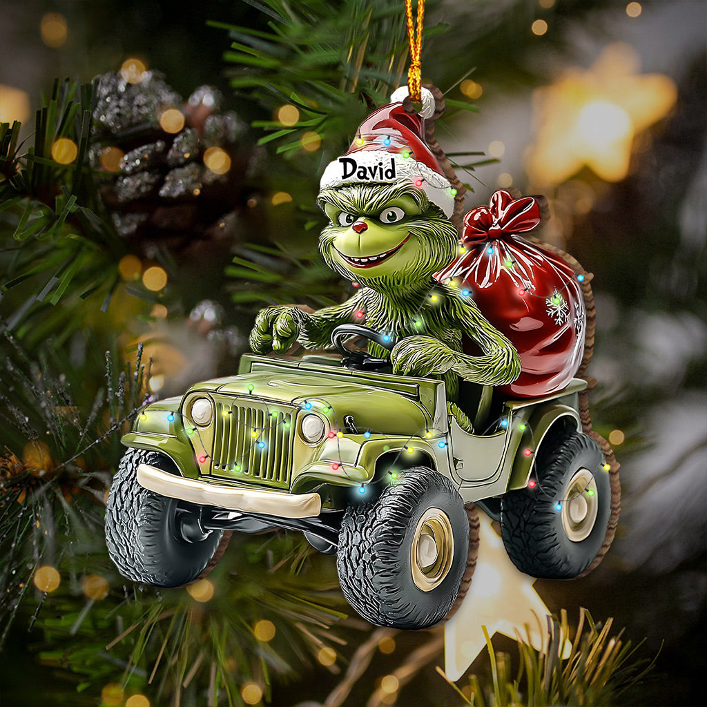 Stole Green Jeep - Personalized Stole Christmas Ornament