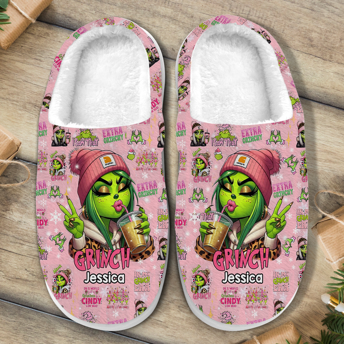 Pinky - Personalisierte Stola Weihnachtspantoffeln