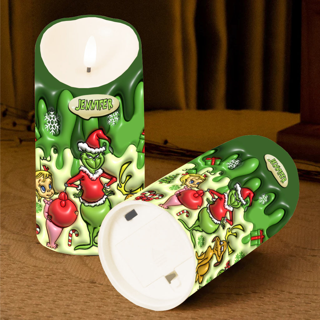 Merry Christmas - Personalized Stole Christmas Flameless Candle