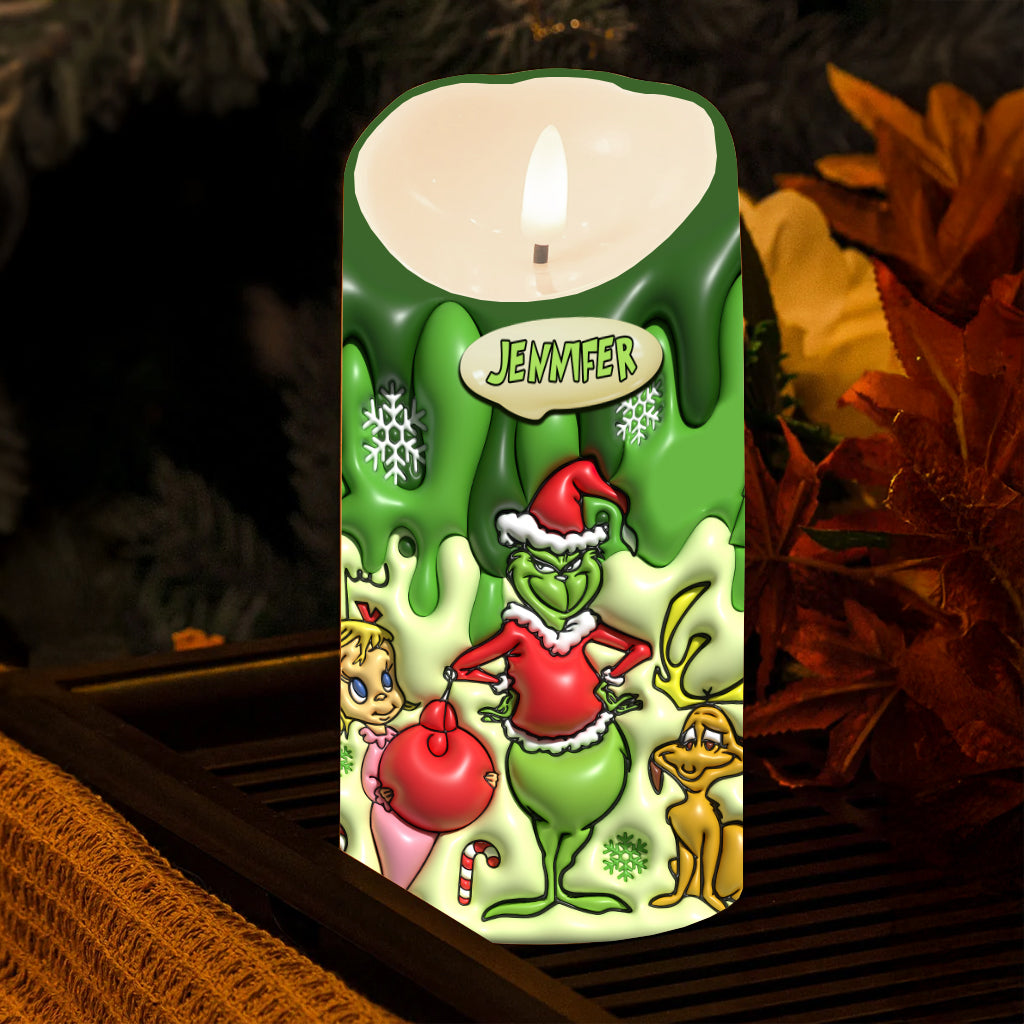 Merry Christmas - Personalized Stole Christmas Flameless Candle
