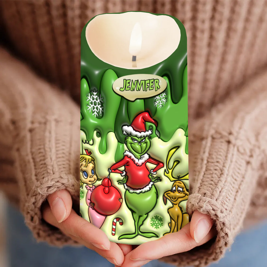 Merry Christmas - Personalized Stole Christmas Flameless Candle
