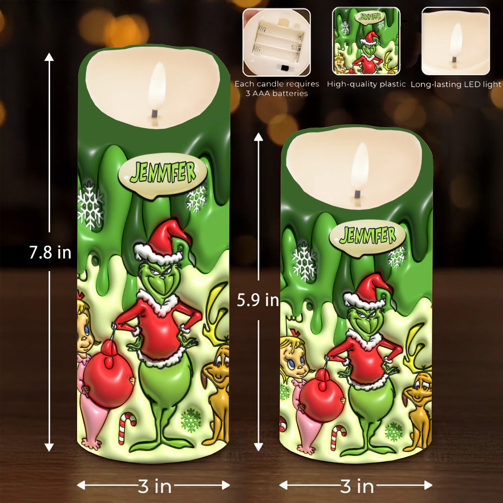 Merry Christmas - Personalized Stole Christmas Flameless Candle