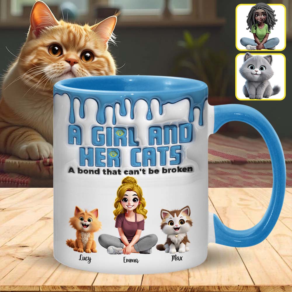 Meine Katze und ich – eine unzerbrechliche Bindung – personalisierte Tasse mit Katzenmotiv