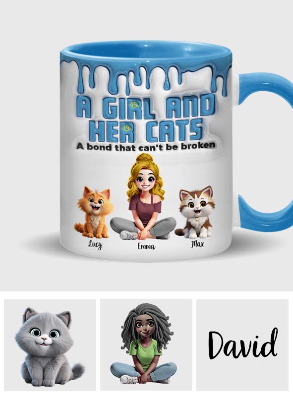 Meine Katze und ich – eine unzerbrechliche Bindung – personalisierte Tasse mit Katzenmotiv