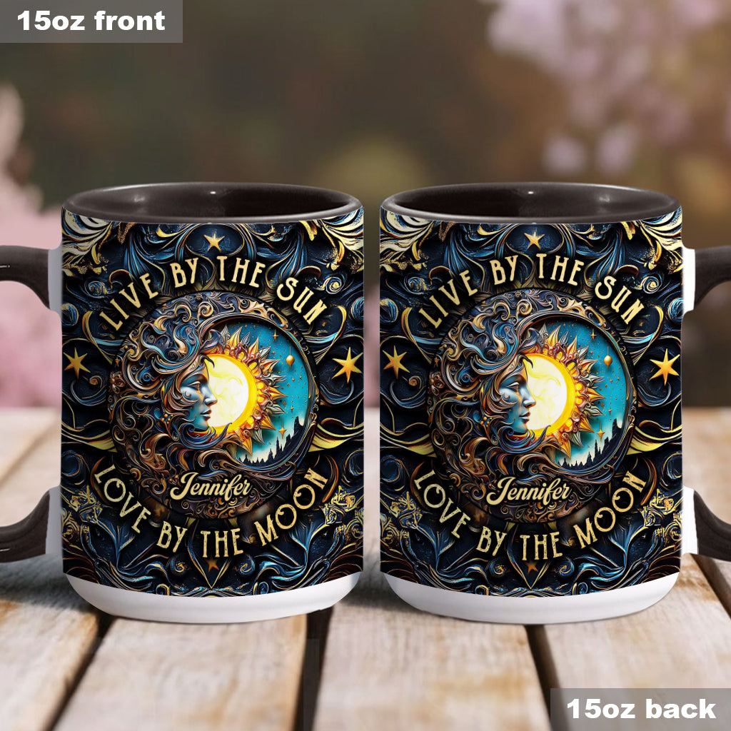 Lebe nach der Sonne, liebe nach dem Mond – Personalisierte Tasse mit Hippie-Akzent