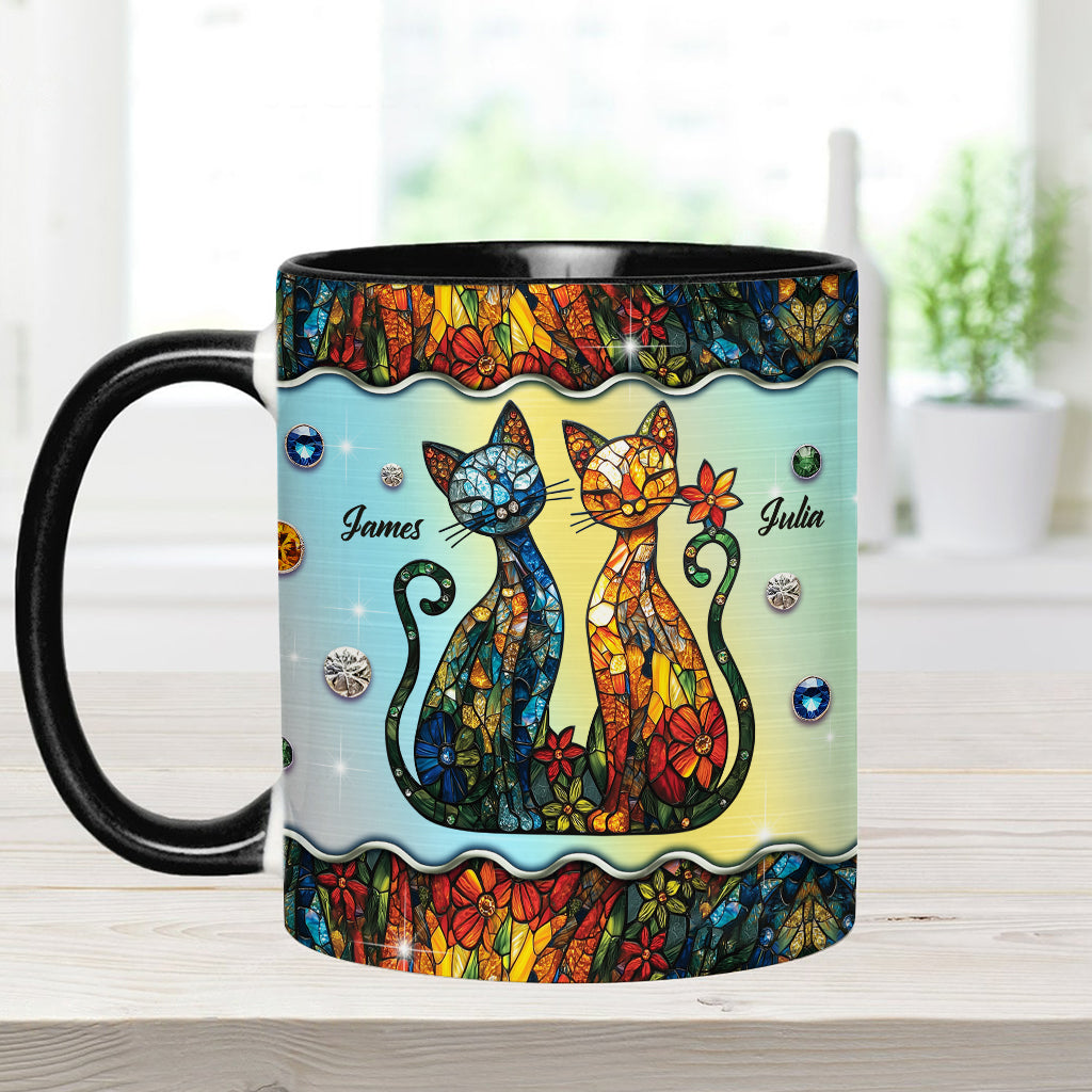 Atemberaubendes Katzenpaar – personalisierte Tasse mit Katzenmotiv
