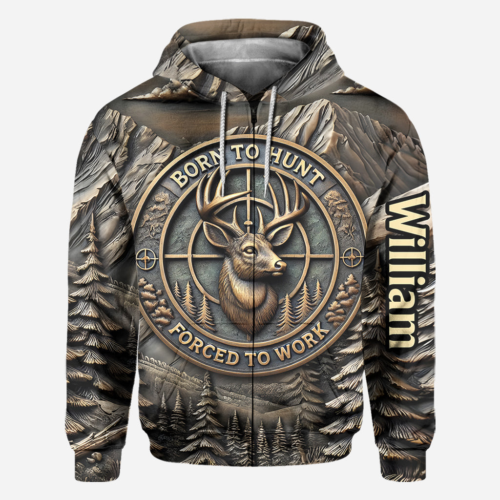 Zum Jagen geboren, zum Arbeiten gezwungen – personalisiertes Jagd-T-Shirt