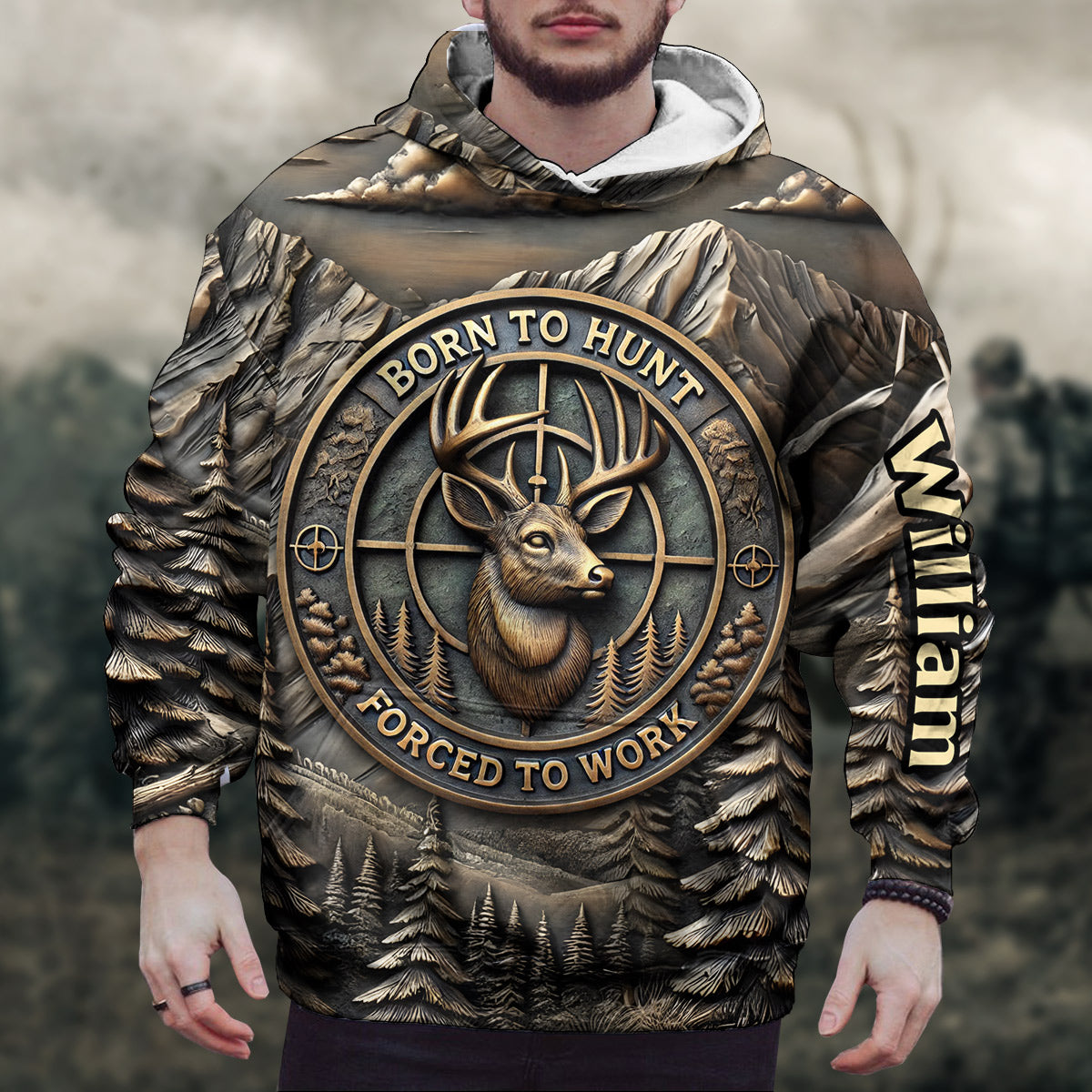Zum Jagen geboren, zum Arbeiten gezwungen – personalisiertes Jagd-T-Shirt