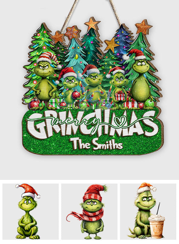 Merry Grinchmas - Personalized Stole Christmas 2 Layered Wood Sign / Wood Plaque