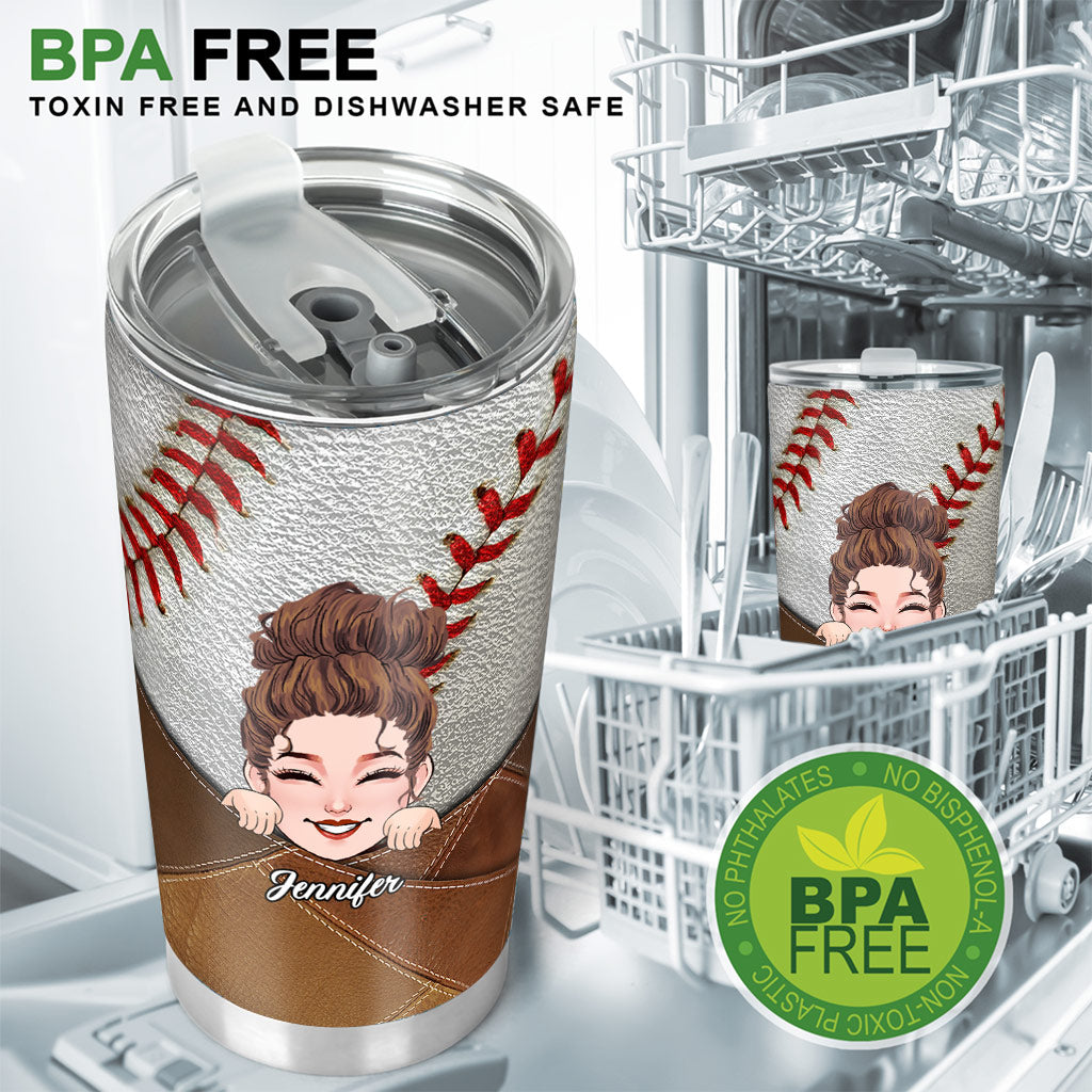 Maman de joueur de baseball, je vis mon rêve - Gobelet isotherme personnalisé sur le thème du baseball
