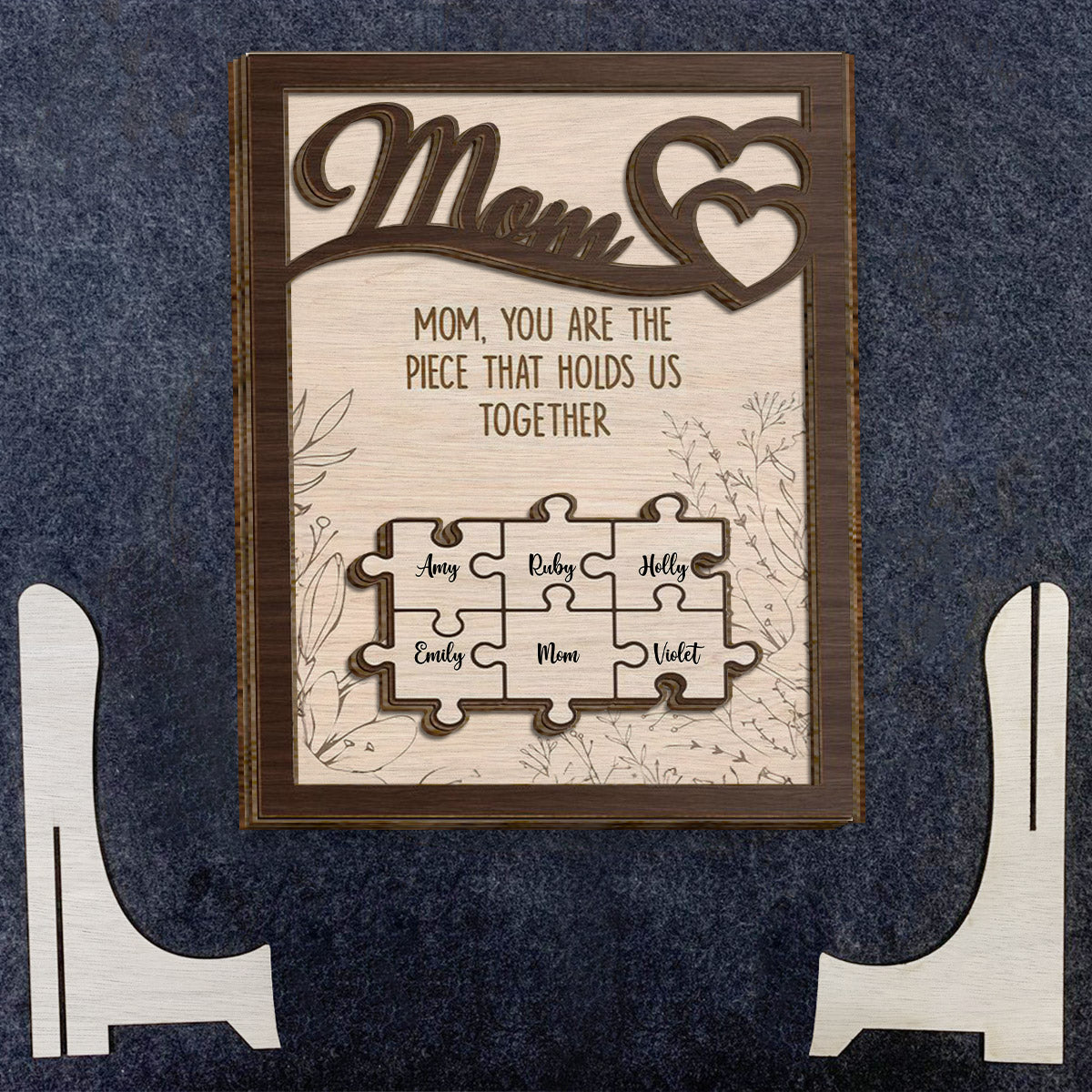 Tu es notre pilier - Plaque en bois personnalisée pour maman (2 couches)