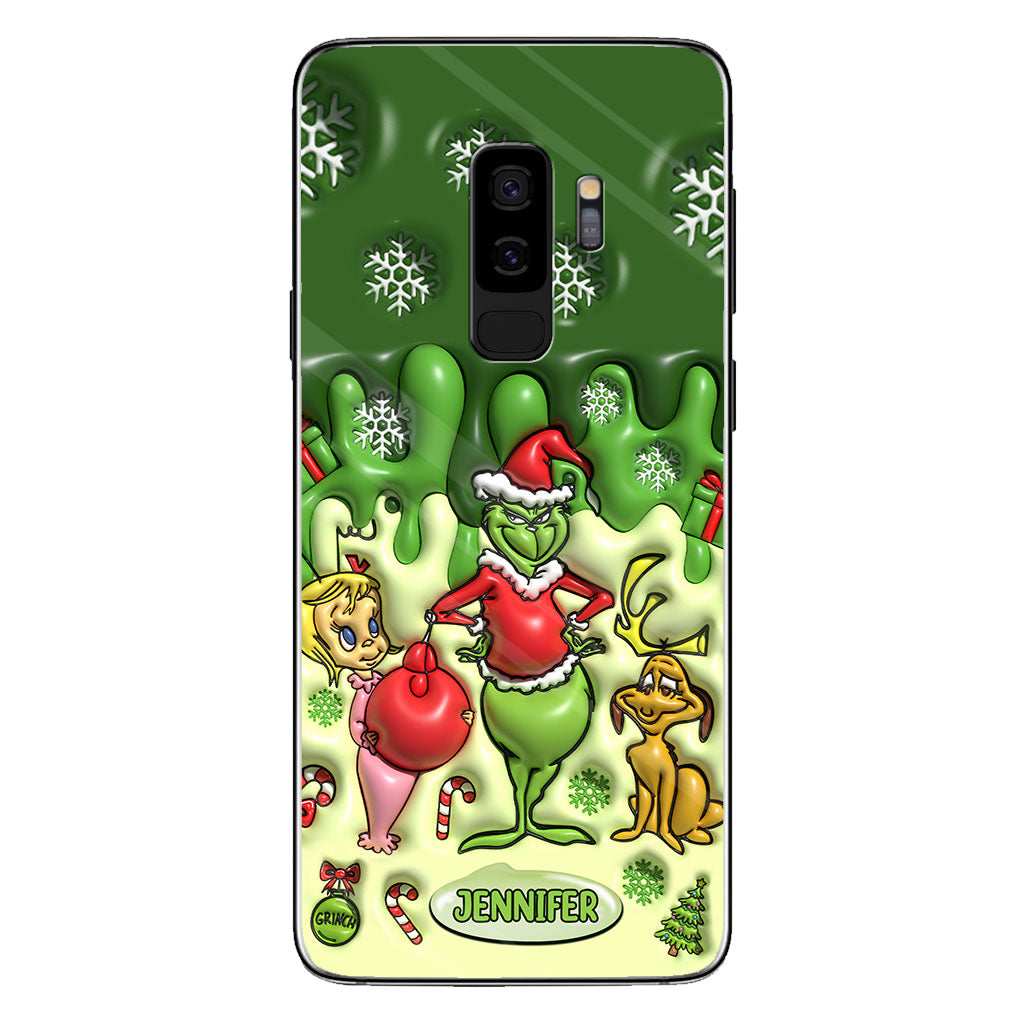 Fröhliche Grinchmas – Personalisierte Handyhülle mit Weihnachtsstole