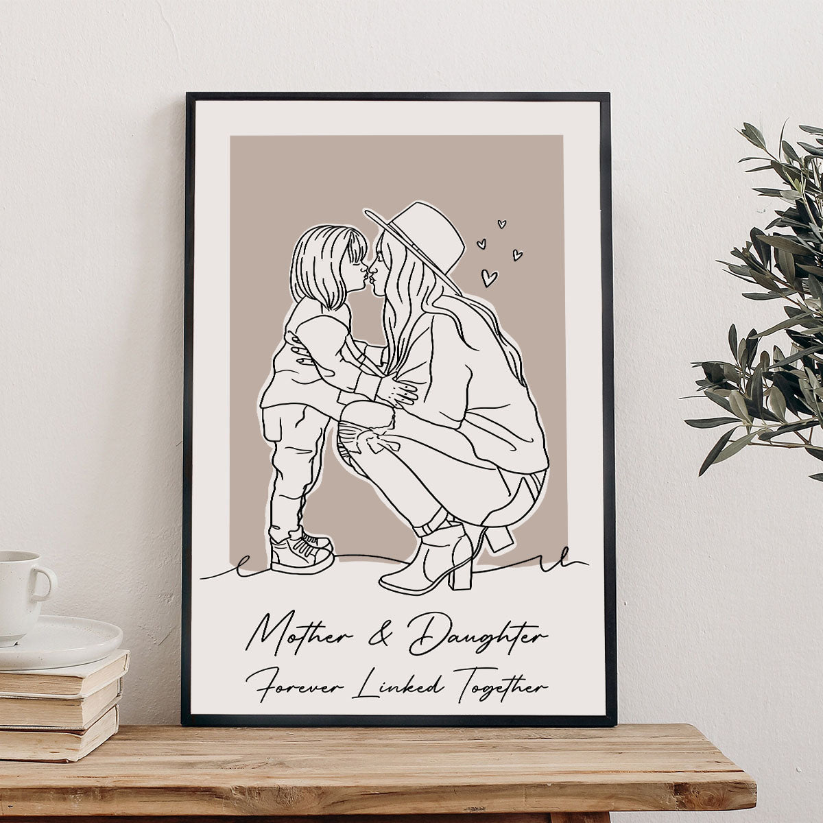 Individuelles Lineart-Porträt – Personalisierte Leinwand und Poster für die Mutter