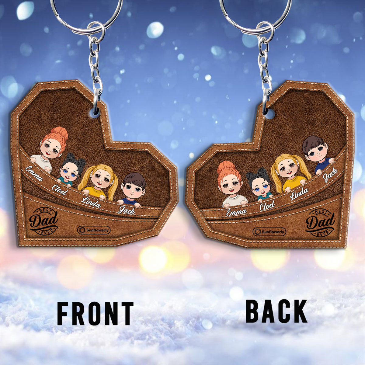 Meilleur papa/grand-mère/grand-père/maman du monde - Porte-clés personnalisé pour père