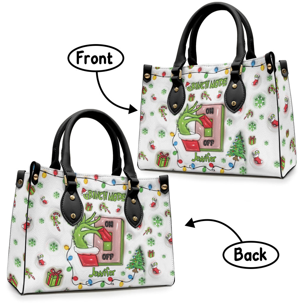 Weihnachtsmodus aktiviert – Personalisierte Stola-Weihnachts-Lederhandtasche