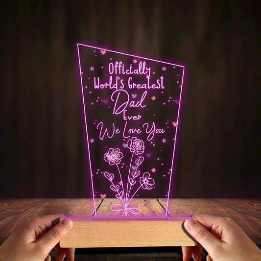 Offiziell die beste Mama der Welt – Geschenk für Mama, Opa, Ehemann, Ehefrau, Oma, Papa – Personalisierte, geformte Leuchtplatte