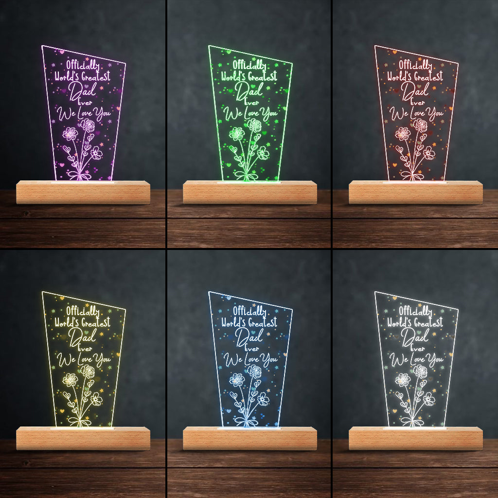 Officially World's Greatest Mom Ever - Gift for mom, grandpa, husband, wife, grandma, dad - Personalized Shaped Plaque Light Base