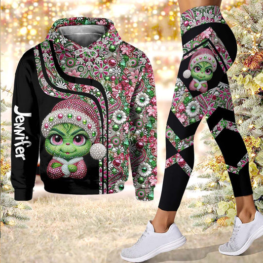 Fröhliche Grinchmas – Personalisierter Stola-Weihnachtshoodie und Leggings