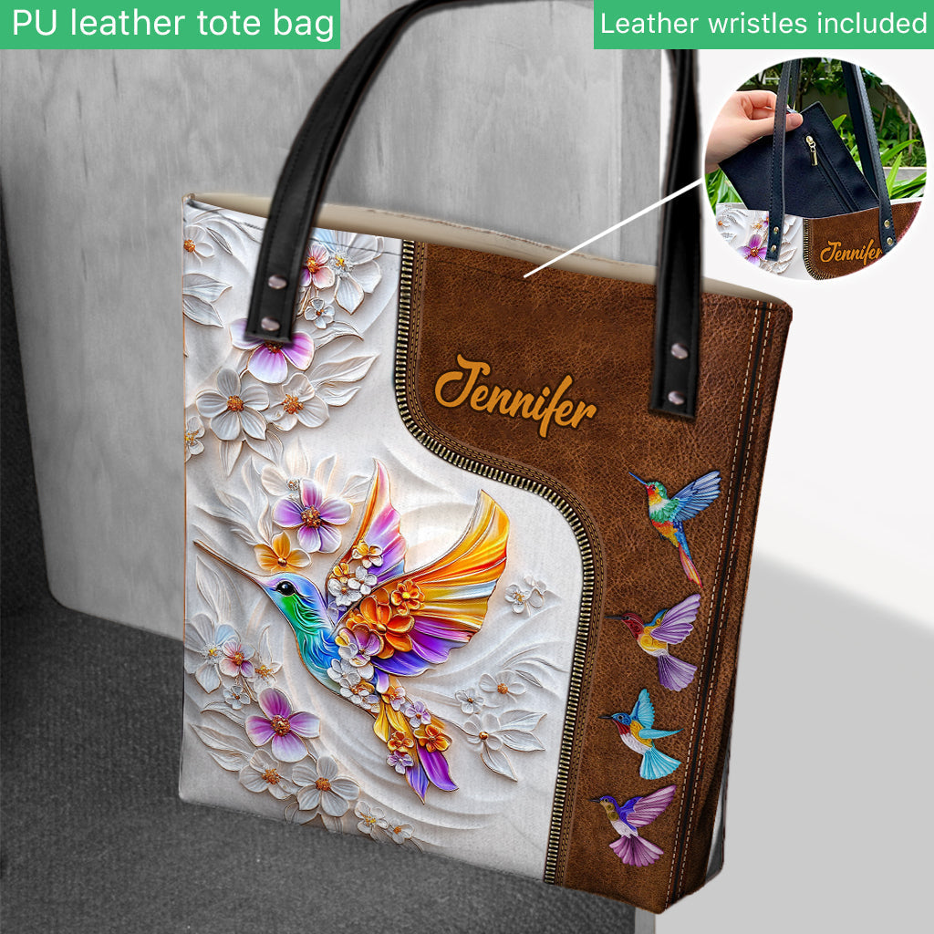 Wunderschöne personalisierte Gartentasche mit Kolibri-, Libellen- und Schmetterlingsmotiven