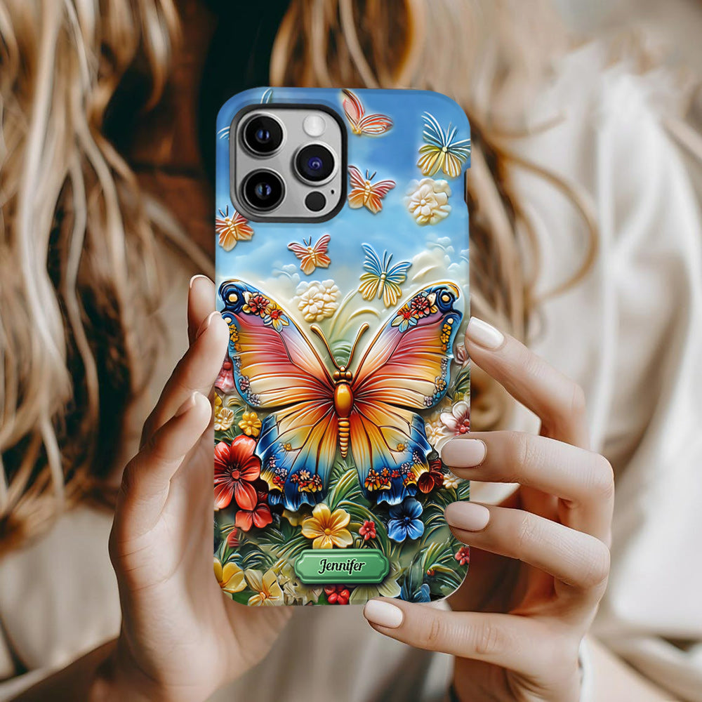 Coque de téléphone personnalisée avec magnifique motif papillon, abeille, libellule et colibri