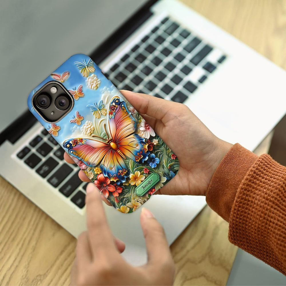 Coque de téléphone personnalisée avec magnifique motif papillon, abeille, libellule et colibri