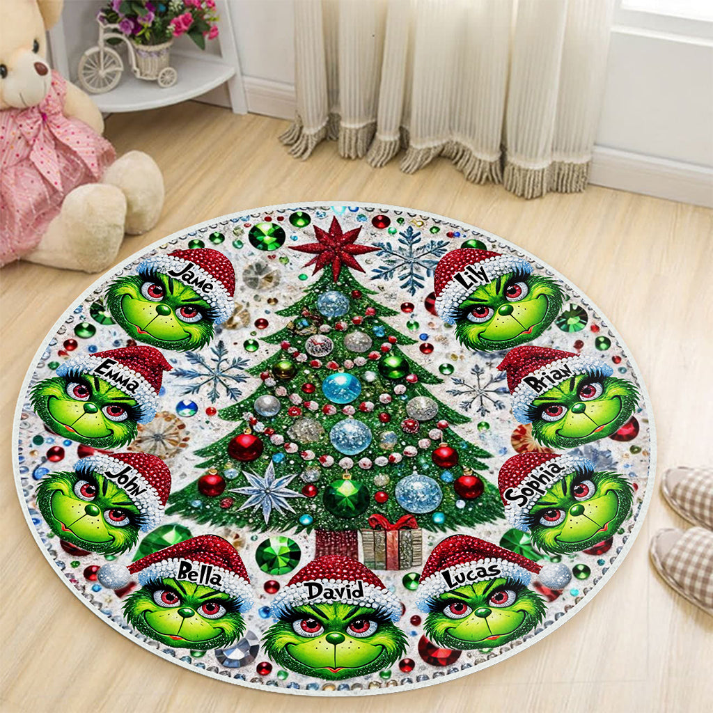 Merry Grinchmas - Personalized Stole Christmas Round Rug