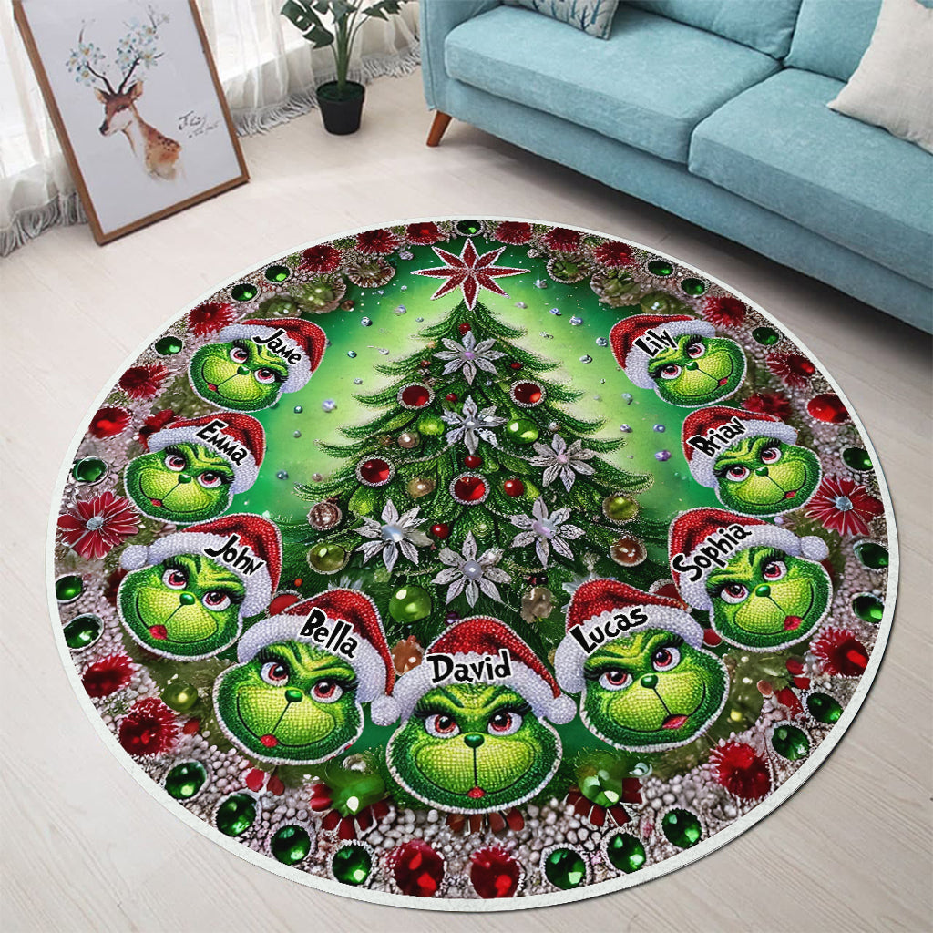Merry Grinchmas - Personalized Stole Christmas Round Rug