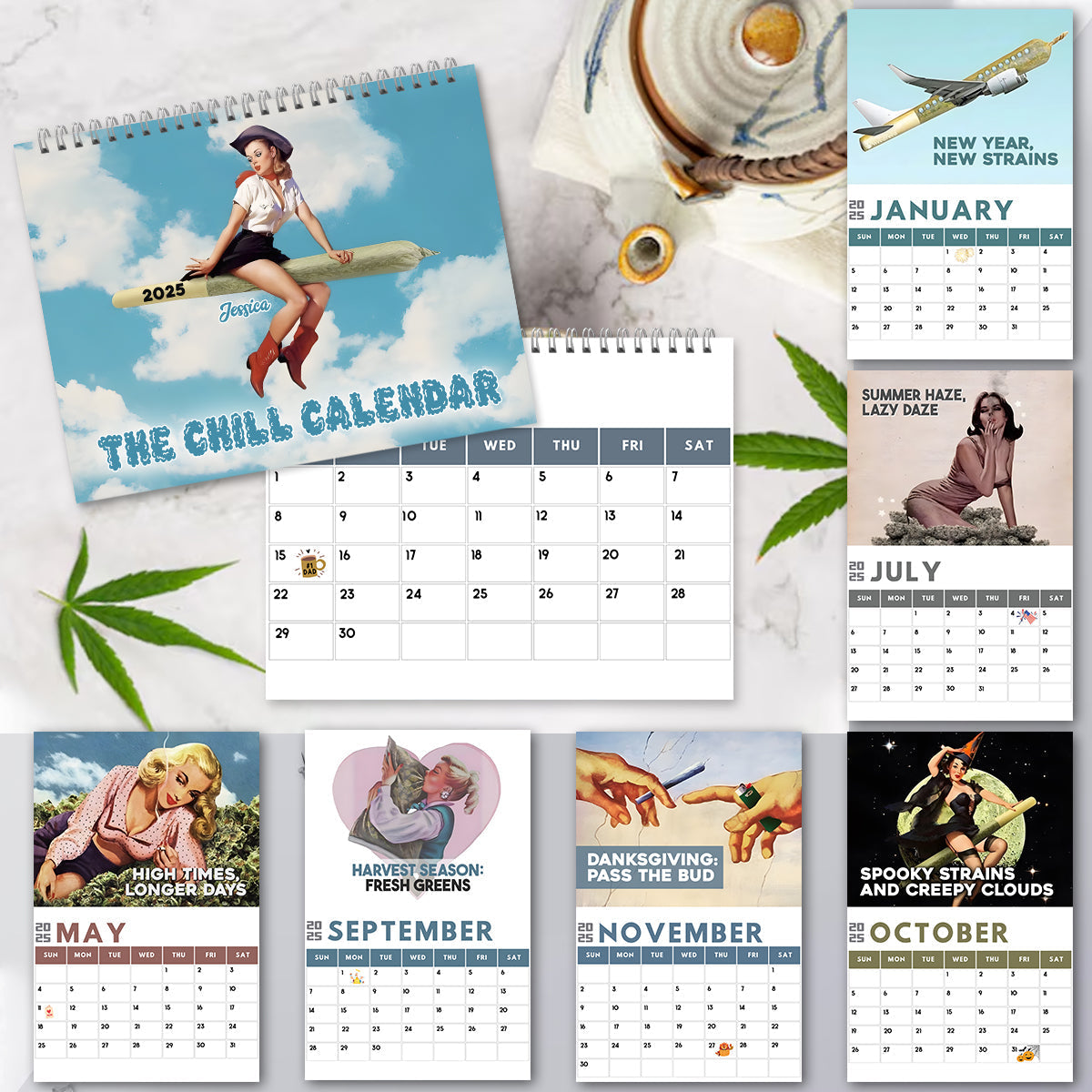 Rolling Dates - Personalized Weed Wall Calendar & Desk Calendar