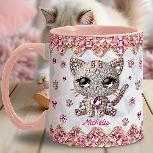 Einfach ein Mädchen, das Katzen liebt – personalisierte Tasse mit Katzenmotiv