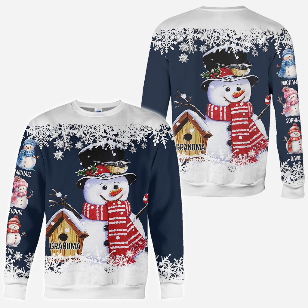 Grandma Snowman - Personalized Grandma All Over Shirt