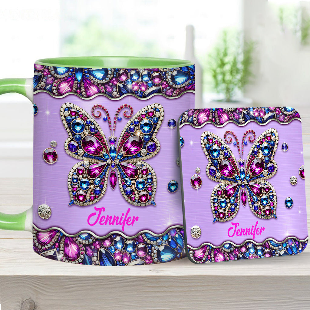 Glitzernder Schmetterling – Personalisierte Tasse mit Schmetterlingsmotiv