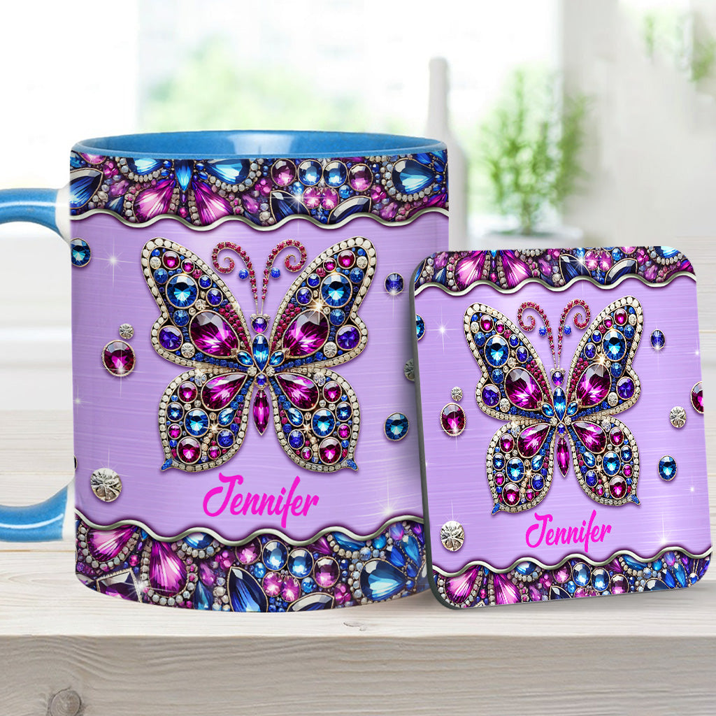 Glitzernder Schmetterling – Personalisierte Tasse mit Schmetterlingsmotiv