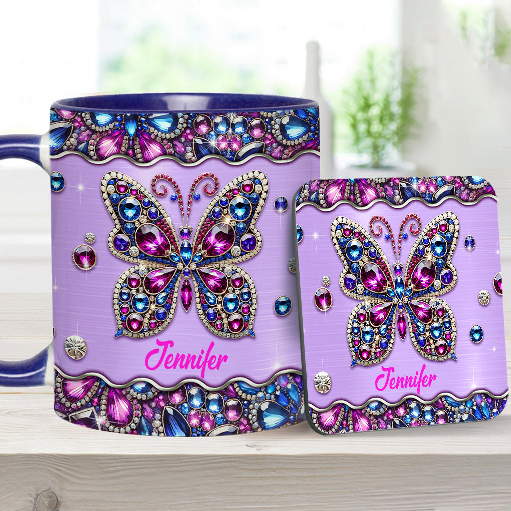 Glitzernder Schmetterling – Personalisierte Tasse mit Schmetterlingsmotiv