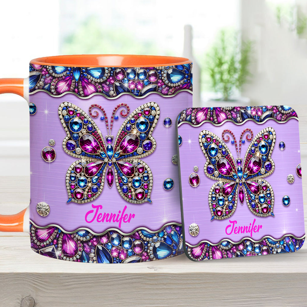 Glitzernder Schmetterling – Personalisierte Tasse mit Schmetterlingsmotiv