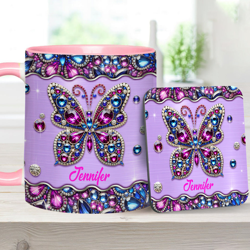 Glitzernder Schmetterling – Personalisierte Tasse mit Schmetterlingsmotiv