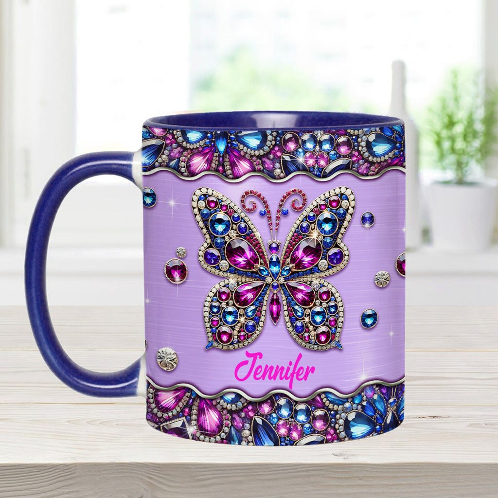 Glitzernder Schmetterling – Personalisierte Tasse mit Schmetterlingsmotiv