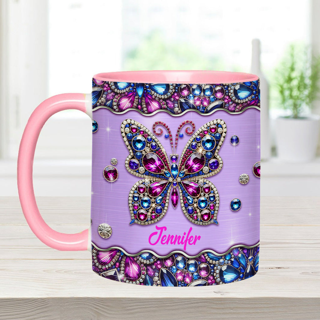 Glitzernder Schmetterling – Personalisierte Tasse mit Schmetterlingsmotiv